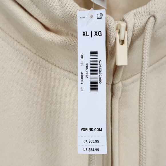 Victoria's Secret PINK Canvas Everyday Fleece Campus Full Zip Sweatshirt XL NWT - Picture 4 of 6